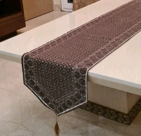 GROKI High Quality Embroidred Cotton Cloth Table Runner( Size16X72 Inch) For Home /Office / Living Room - Brown